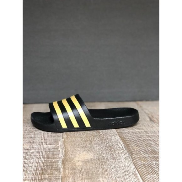 Adidas- Black/Gold Striped Slides Size 7 NEW - Picture 8 of 8